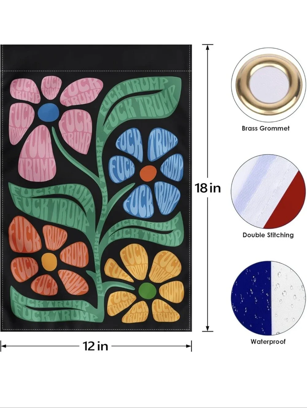 Resist Garden Flag 12x18 Inches - Double sided floral design subtle anti protest